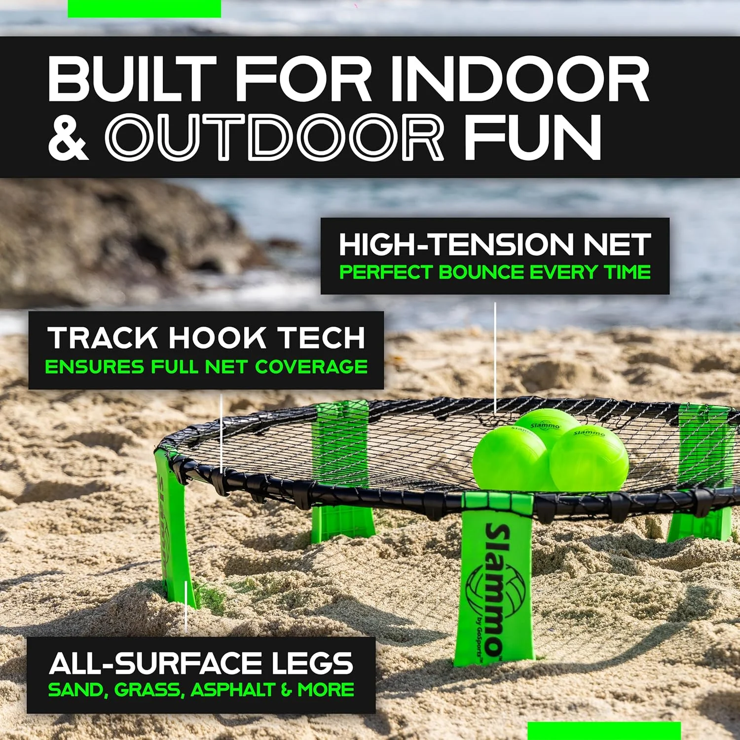 GoSports Slammo Game Set (Includes 3 Balls, Carrying Case and Rules) – Outdoor Lawn, Beach & Tailgating Roundnet Game for Kids, Teens & Adults - Image 2