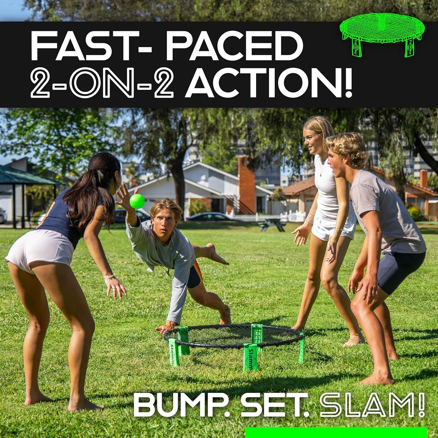 GoSports Slammo Game Set (Includes 3 Balls, Carrying Case and Rules) – Outdoor Lawn, Beach & Tailgating Roundnet Game for Kids, Teens & Adults - Image 5